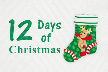 The 12 days of Christmas with a Christmas stocking with a reindeer