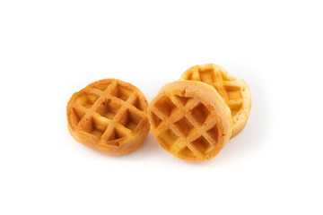 Belgian thick waffle isolated on white