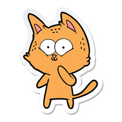 sticker of a cartoon cat considering