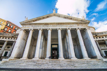 Obraz premium Naples, Italy - November, 2018: Church of St. Francis on the Piazza del Plebiscito in Naples, Italy