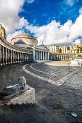 Naples, Italy - November, 2018: Church of St. Francis on the Piazza del Plebiscito in Naples, Italy