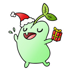 christmas gradient cartoon of kawaii seed