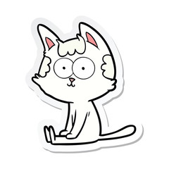 sticker of a happy cartoon cat