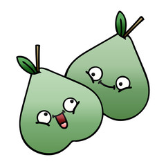 gradient shaded cartoon green pear
