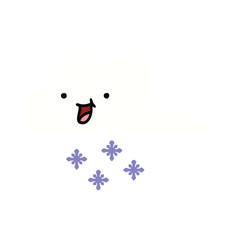 flat color retro cartoon snow cloud