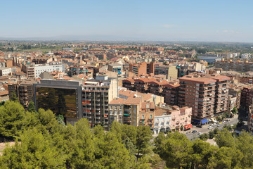 Fototapeta na wymiar Aerial view of Lleida (Lerida) city in Catalonia, Spain