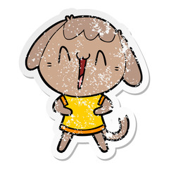 distressed sticker of a cute cartoon dog
