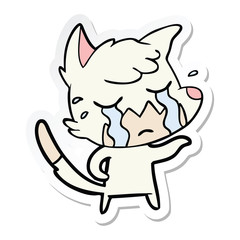 sticker of a crying fox cartoon