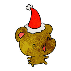 christmas textured cartoon of kawaii bear