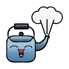 gradient shaded cartoon steaming kettle