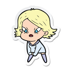 sticker of a cartoon stressed woman