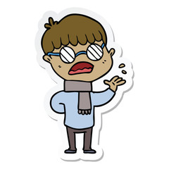 sticker of a cartoon boy wearing spectacles