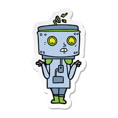 sticker of a cartoon robot shrugging
