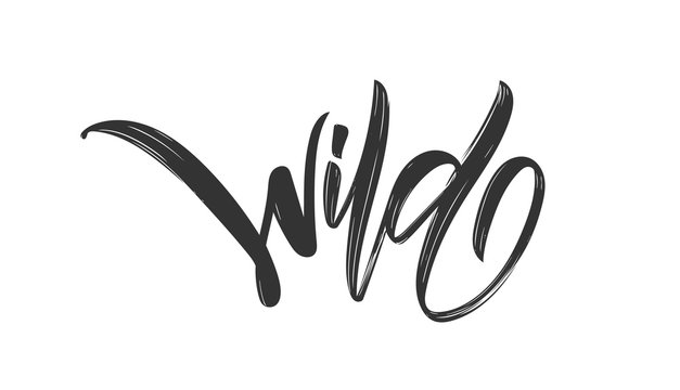 Handwritten calligraphic lettering of Wild Nature on white background