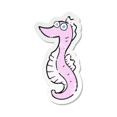 retro distressed sticker of a cartoon seahorse