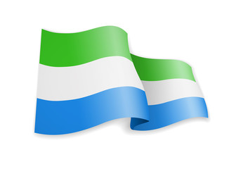 Sierra Leone flag in the wind. Flag on white vector illustration