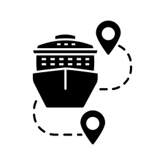 Cruise routes glyph icon