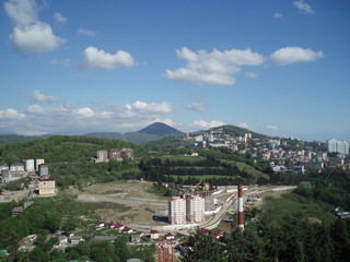 Fototapeta na wymiar village in the mountains panorama sochi