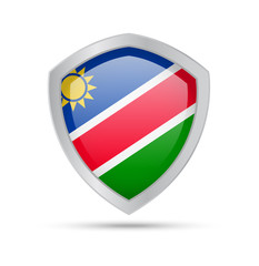 Fototapeta premium Shield with Namibia flag on white background.