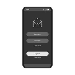Email sign in smartphone page vector template