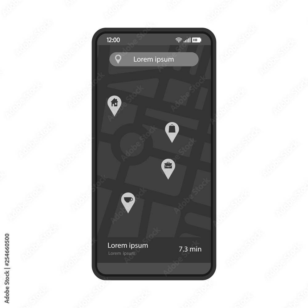 Wall mural gps navigation app interface vector template