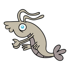 quirky hand drawn cartoon crayfish