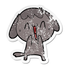 distressed sticker of a cute cartoon dog