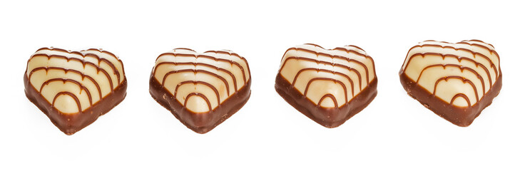 chocolate hearts isolated on white