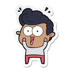 sticker of a cartoon excited man