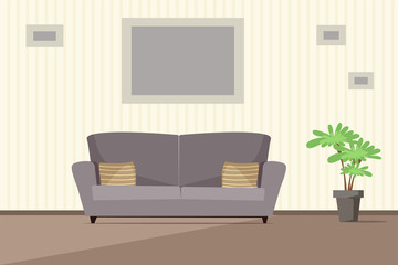 Living room modern interior vector illustration