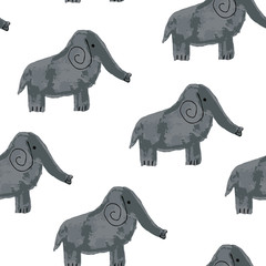 Vector Seamless Pattern with Cartoon Elephants