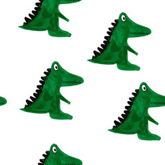 Vector Seamless Pattern with Cartoon  Crocodiles.