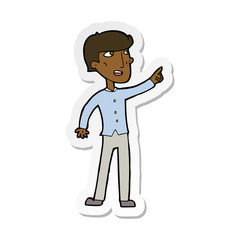 sticker of a cartoon man pointing