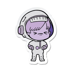 sticker of a angry cartoon space girl