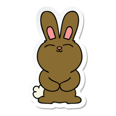 sticker of a quirky hand drawn cartoon rabbit