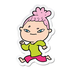 sticker of a cartoon woman