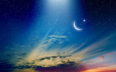 Ramadan Kareem background with crescent and stars