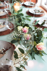 Festive decorated wedding table
