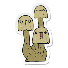 sticker of a cartoon mushroom