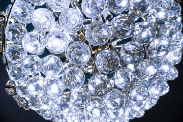 Crystal precious lamp with beautiful glass and stones. Dear interest at home. Stock photo