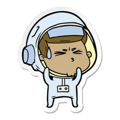 sticker of a cartoon stressed astronaut