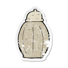retro distressed sticker of a cartoon old jar