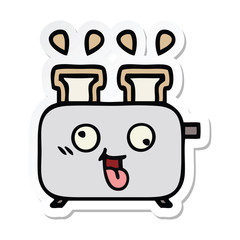 sticker of a cute cartoon of a toaster