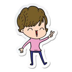 Obraz premium sticker of a cartoon laughing woman