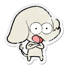 distressed sticker of a cute cartoon elephant