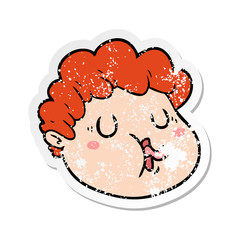 distressed sticker of a cartoon male face
