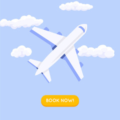 Online booking ticked. Buy Ticket Online. Traveling on airplane, planning a summer vacation, tourism and journey objects and passenger luggage.