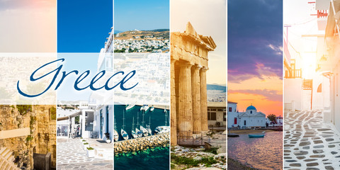 Collage of sights and scenes of Greece