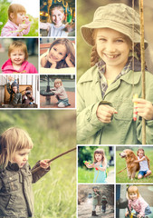Set of little cute blond girls
