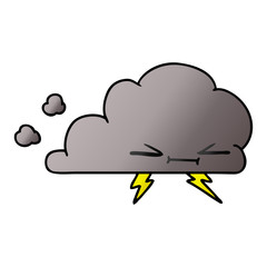 gradient cartoon of a grumpy lightening cloud